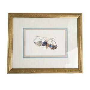 Vintage 1987 Signed Cynthia Hiatt Poole Farmhouse Baskets 15x12" Framed Print